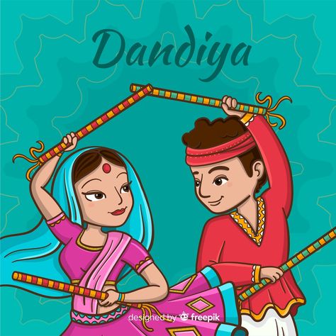 Dandiya Pictures, Dandiya Night Invitation Card, Dandiya Drawing For Kids, Navratri Celebration In School, Dandiya Drawing, Switchboard Painting, Snowflake Making, Dandiya Night, Blouse Drawing