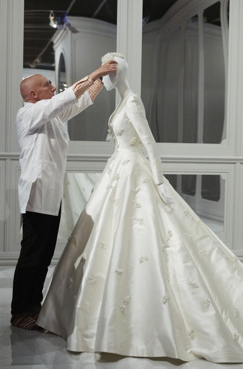 Miranda Kerr’s Dior wedding dress just landed at the National Gallery of Victoria Dior Wedding Dress, Dior Wedding Dresses, Dior Wedding, House Of Dior, Crystal Wedding Dress, Silver Cocktail Dress, Kampot, National Gallery, Satin Wedding