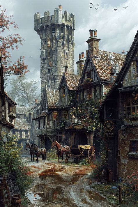 Dukedom Castle, Medieval Slums, Medieval Estate, Vila Medieval, Old Kingdom, Fantasy Village, Medieval Aesthetic, Fantasy Town, Medieval Architecture