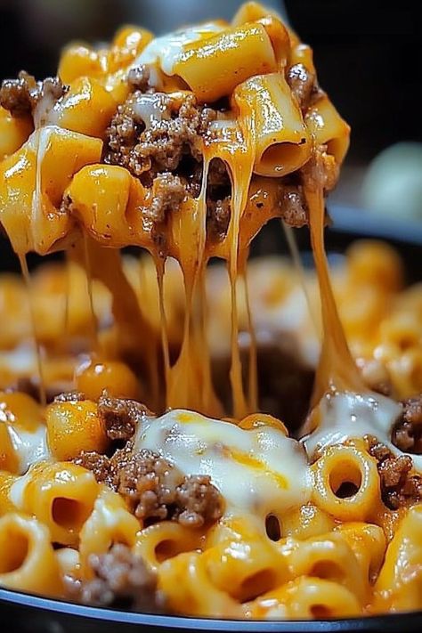 Cheesy Sloppy Cheeseburger Pasta Ground Beef Cheese Pasta, Cheesy Sloppy Cheeseburger Pasta Delight, Kid Favorite Dinners Easy Meals, Mac And Cheese Casserole With Meat, Ground Meat Pasta Recipes, Fun Kid Meals, Cheap Easy Recipes, Burger Pasta, Beef And Pasta