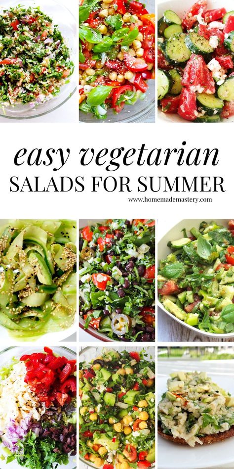 Meatless Salads, Salads Without Lettuce, Healthy Vegetable Salad, Salads For Lunch, Protein Salad Recipes, Cold Salad Recipes, Lettuce Salad Recipes, Vegetable Salads, Vegetarian Salad