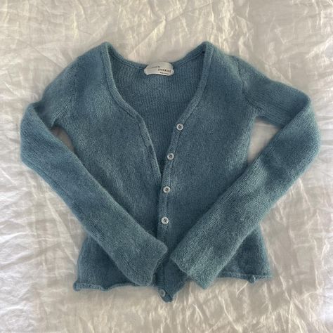 teal blue mini cardigan Message me to buy bc wont be... - Depop Teal Cardigan, Crochet Cardigan, Teal Blue, Crochet, Blue, Clothes