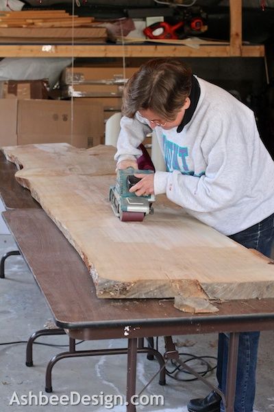 Ashbee Design: Live-Edge Desk • DIY Tutorial Diy Live Edge Kitchen Table, 2x2 Projects, Living Room Remodel Modern, Fig Decor, Live Edge Wood Desk, Remodeling On A Budget, Live Edge Desk, Head Boards, Wood Slab Table