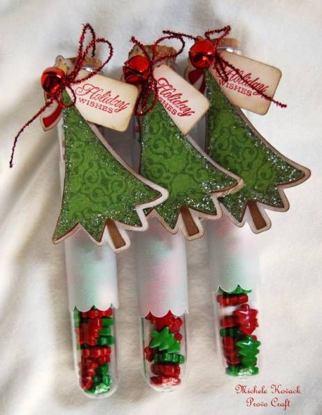 Cute.  Think I can do this without circuit cutter.  Could be adapted for other holidays or ...just because Test Tube Crafts, Treat Containers, Christmas Treats Holders, Christmas Candies, Treat Holders, Test Tubes, Candy Crafts, Christmas Favors, Christmas 2017