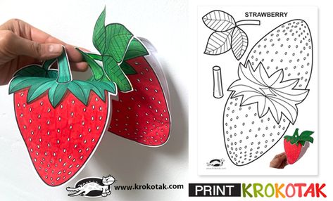 krokotak | PAPER STRAWBERRY Paper Strawberry, Paint Cork, Craft Summer, Origami Frog, Spring School, Toilet Paper Roll Crafts, Crafty Moms, Art Activities For Kids, Spring Cards