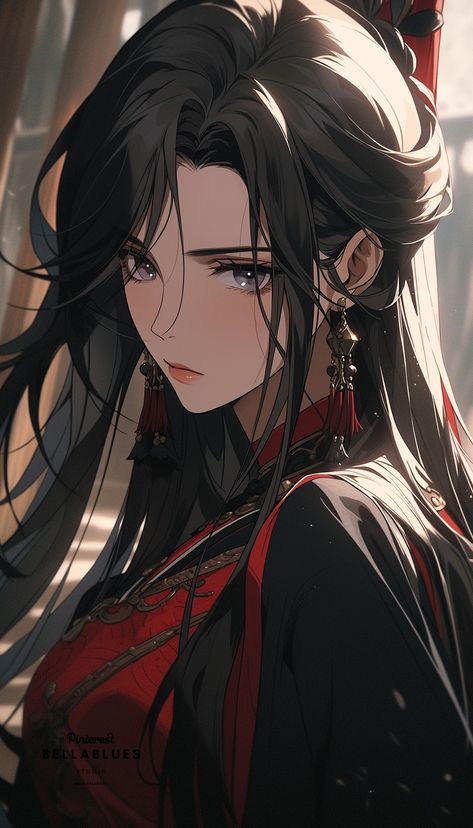 Anime Lady Wallpaper, Strong Anime Woman Pfp, Anime Character Design Woman, Warrior Anime Female, Anime Warrior Female, Anime Long Hair, Samurai Artwork, Female Character Concept, Style Anime