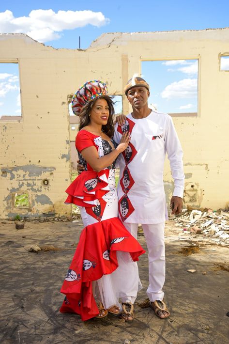 Swazi Wedding Dress, Red Traditional Dress South African, Sangoma Attire Dresses, Swazi Traditional Attire Women, Swati Wedding Dresses, Swati Traditional Attire Women, South African Traditional Clothing, Swati Traditional Attire, Swazi Traditional Attire