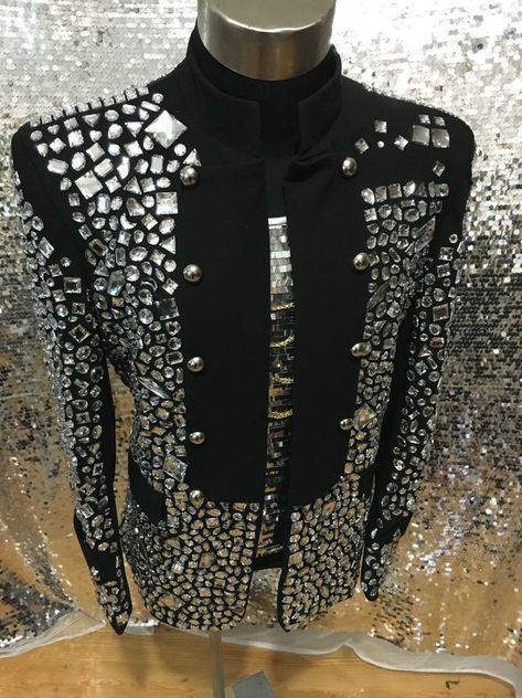 Plus size Custom made black Crystal men's ds dj male singer dancer performance stones outerwear costume rhinestone jacket outfit-in Chinese Folk Dance from Novelty & Special Use on AliExpress Rhinestone Jacket Outfit, Black Color Fashion, Denim Pocket Details, Man Dress Design, Rhinestone Jacket, Dancers Outfit, Cheap Jacket, Designer Suits For Men, Trendy Jackets