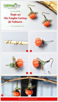 How to Make Simple yet Chic Pumpkin Earrings for Halloween from LC.Pandahall.com Diy Christmas Earrings Ideas, Diy Fall Jewelry, Fall Jewelry Diy, Diy Holiday Jewelry, Diy Halloween Jewelry, Fall Accessories Jewelry, Holiday Earrings Diy, Halloween Jewelry Diy, Halloween Beaded Jewelry