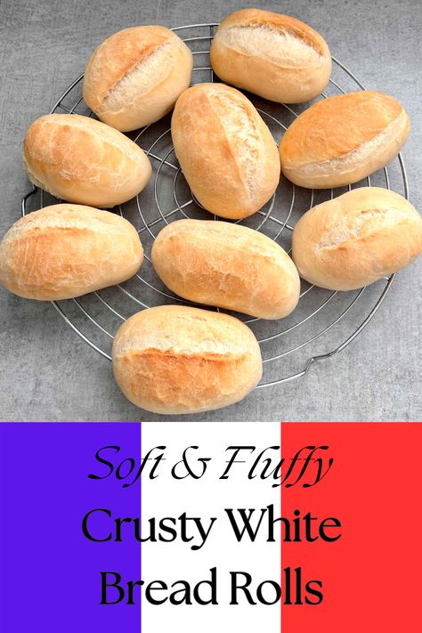 Bake a batch of soft, fluffy white bread rolls with this easy recipe. These rolls are perfect for any occasion, whether it’s a family dinner or a picnic. With a perfectly crusty exterior and a soft, pillow interior, they’re ideal for sandwiches or as a side to soups and stews.   This simple recipe is beginner-friendly and ensures consistently great results. Once you try these rolls, they’ll become a staple in your home kitchen. #BreadRolls #HomemadeBread Easy Crusty Rolls, Crusty Sandwich Rolls, White Bread Rolls, Crusty Rolls Recipe, Quick Crusty Bread, White Bread Recipe Homemade, Crusty Bread Rolls Recipe, White Bread Recipes, Easy Bread Recipes For Beginners