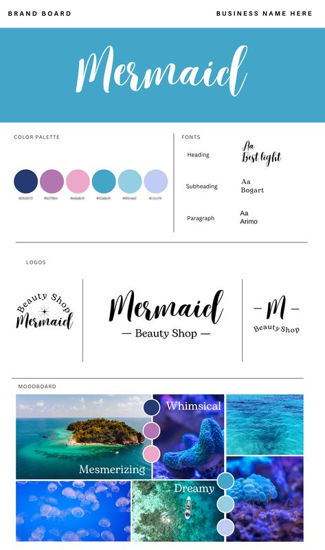 Mermaid Branding, Mermaid Color Palette, Ideas Portadas, Brand Palette, Tv Unit Interior Design, Sea Colour, Brand Color Palette, Mermaid Coloring, Brand Board