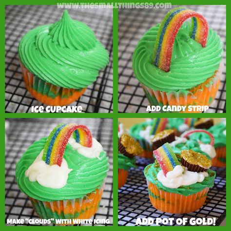 Pot Of Gold Cupcakes, St Patricks Day Cupcakes, St Patricks Day Cakes, Air Heads, St Patrick's Day Cookies, St Patrick Day Treats, Reese's Peanut Butter Cups, Gold Cupcakes, Cheap Clean Eating