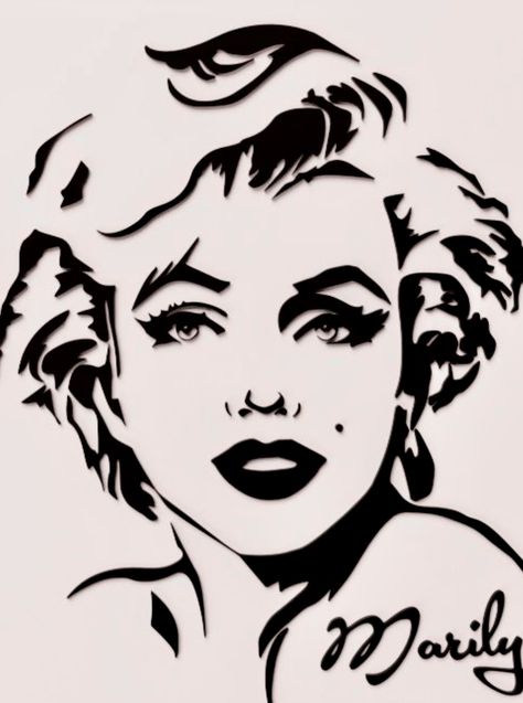 Marilyn Monroe Stencil, Marilyn Monroe Drawing, Marilyn Monroe Tattoo, Marilyn Monroe Painting, Printmaking Ideas, Bruce Lee Art, Tattoo Style Drawings, Caricature Drawing, Shadow Art