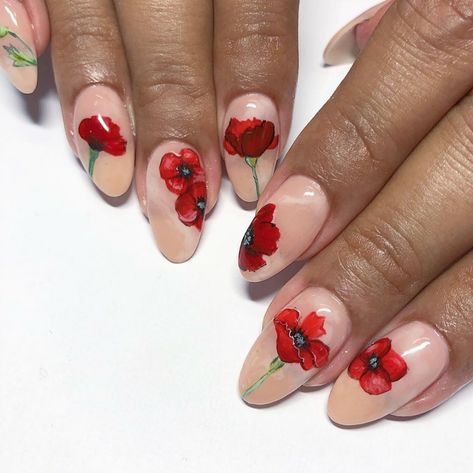 Natural Nails Designs, Acrylic Natural Nails, Long Nail Beds, Flowers Nail Art, Natural Nail Designs, Formal Nails, Cherry Nails, Short Nails Art, Blush Nails