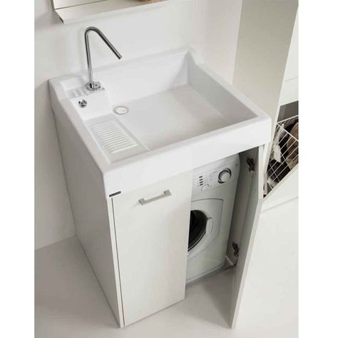 Outdoor Laundry Rooms, Small Toilet Room, Washbasin Design, Laundry Design, Interior Design Per La Casa, Modern Laundry Rooms, Laundry Room Inspiration, Small Toilet, Laundry Decor