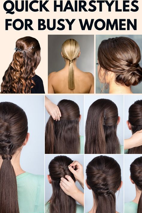 Quick Hairstyles For Busy Women Low Chignon Bun, Chignon Bun, Low Chignon, Easy Hairstyles Quick, Remy Hair Extensions, Tight Curls, Long Locks, Quick Hairstyles, Naturally Curly