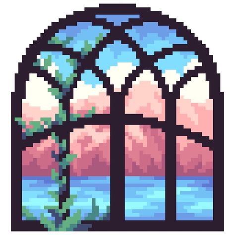 Minecraft Stained Glass Window, Pixel Art Landscape, Piskel Art, Bookshelf Art, Pixel Art Tutorial, Pixel Art Templates, Cool Pixel Art, Pix Art, Pixel Design