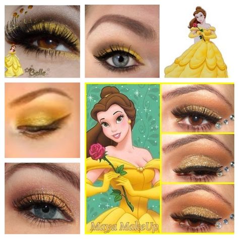 Princess belle make up ideas Spider Lashes, Disney Inspired Makeup, Belle Makeup, Belle Halloween, Disney Princess Makeup, Disney Eyes, Holiday Party Makeup, Beauty And Beast Wedding, Disney Princess Hairstyles