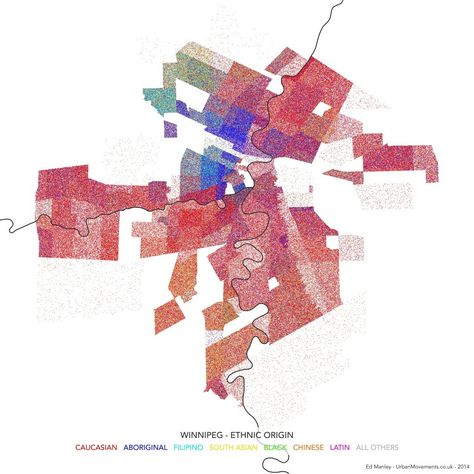 (2015, March 31). Dot Density Map of Ethnicity in Winnipeg, Canada. http://urbanmovements.co.uk. Urban Mapping, Cartography Map, Winnipeg Canada, Conceptual Architecture, Urban Planning, Panel Design, Design Inspo, Density, The City