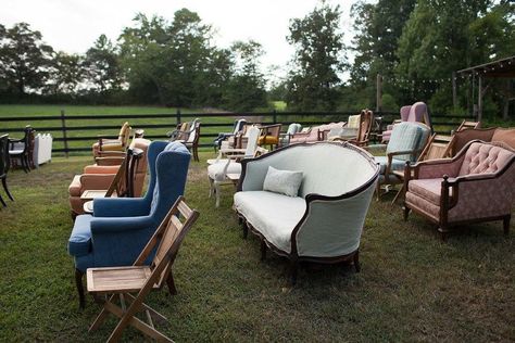 Couch Wedding Ceremony, Couches Wedding Ceremony, Wedding Couch Seating, Chairs For Wedding Ceremony, Vintage Couch Wedding Decor, Vintage Sofa Wedding, Couch Wedding, Vintage Couch At Wedding, Chairs For Wedding