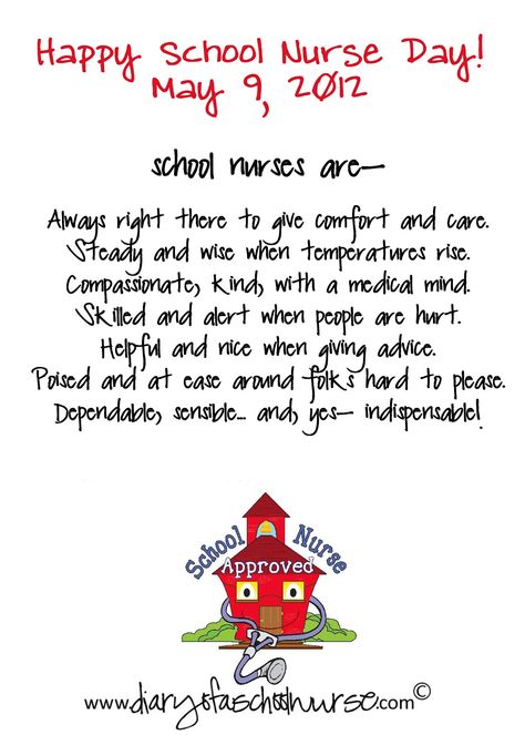 diary of a school nurse blog.school nurse and school health related stories.written for school nurses, educators, parents, and students. School Nurses Day, Nurse Appreciation Quotes, School Nurse Day, Nurses Day Quotes, Nurse Poems, School Nurse Appreciation, Cna School, Principal Appreciation, Catholic Schools Week