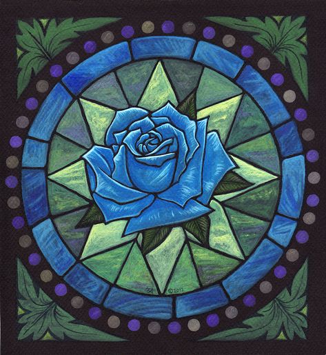 Stained Glass Furniture, Rose Window, Glass Furniture, Witch Art, Rose Art, Blue Roses, Rose Painting, Stained Glass Window, Stained Glass Patterns