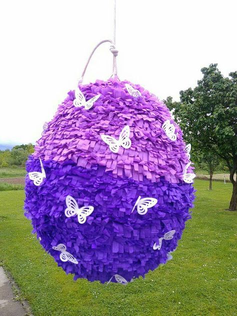 A strange flower #leptir #butterfly #piñata Purple Pinata, Strange Flowers, Snack Table, 21st Birthday, 2nd Birthday, Christmas Bulbs, Butterflies, Party Ideas, Christmas Ornaments