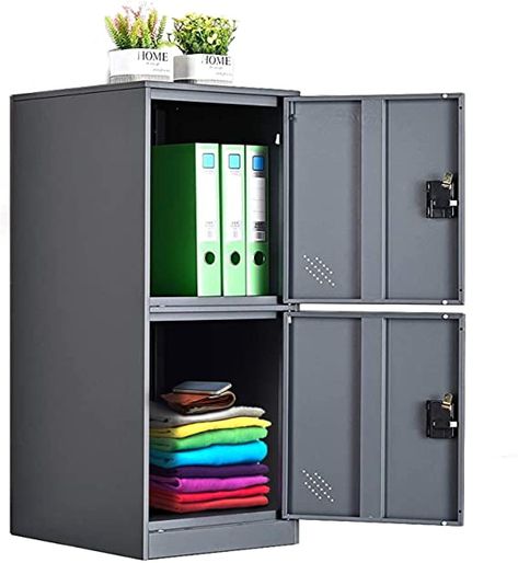 Amazon.com: MECOLOR Vertical Single Tier Small Locker with Padlock latche 2 or 3 Compartment Storage for Employee,Home,Office,School,Kids (Dark Grey, P3V) : Office Products Office File Cabinet, Small Lockers, Steel Tool Box, Office File Cabinets, Door Locker, Metal Storage Cabinets, Steel Locker, Metal Lockers, Steel Cabinet