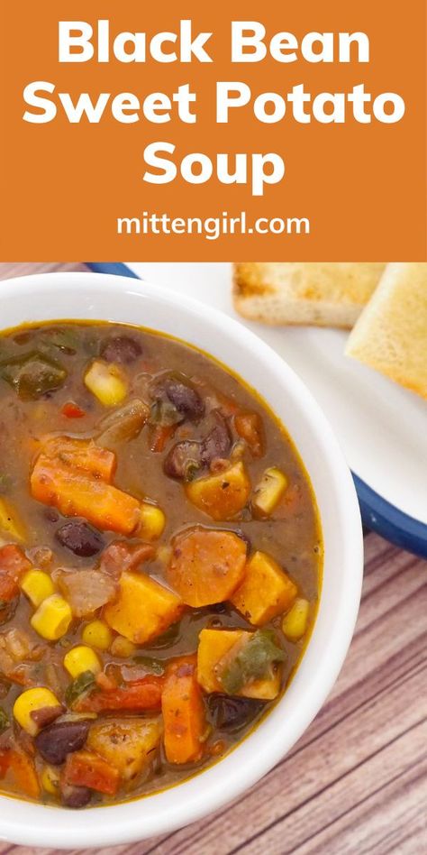 Sweet Potato Black Bean Recipe, Carrot And Celery Soup, Kidney Bean Soup, Black Bean Sweet Potato, Black Bean Stew, Bean And Vegetable Soup, Black Bean Soup Recipe, Sweet Potato Soup Recipes, Plant Based Soups