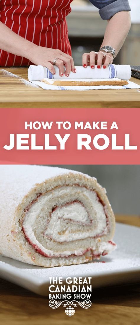 Jelly Rolls Recipe, Canadian Baking, British Baking Show Recipes, Jelly Roll Cake, Bake Off Recipes, Baking Techniques, Apple Smoothie, British Desserts, Cake Rolls