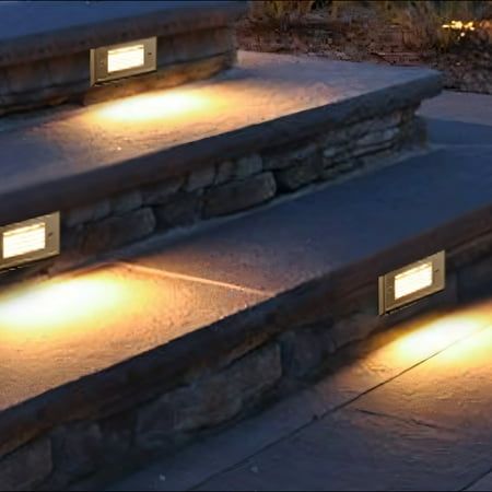 LEONLITE 10V-16V 3W Surface Mount Low Voltage LED Step Lights, IP65 Waterproof, 3000K Warm White, 304 Stainless Steel Die-cast Aluminum, UL Listed Cord, Pack of 6 LEONLITE low voltage LED step lights are a perfect choice for lighting outdoor stairs, decks, and walkways, ensuring safety and visibility while also creating a comfortable atmosphere. Uniform Lighting The unique louver baffle design softens the light, eliminating glare while the high CRI90+ brings out the vivid natural color of object Lights On Stairs Outside, Lighted Stairs Indoor, Outdoor Steps Lighting, Outdoor Step Lighting, Deck Stair Lights, Outside Steps, Outdoor Deck Lighting, Solar Lamp Post, Solar Post Lights