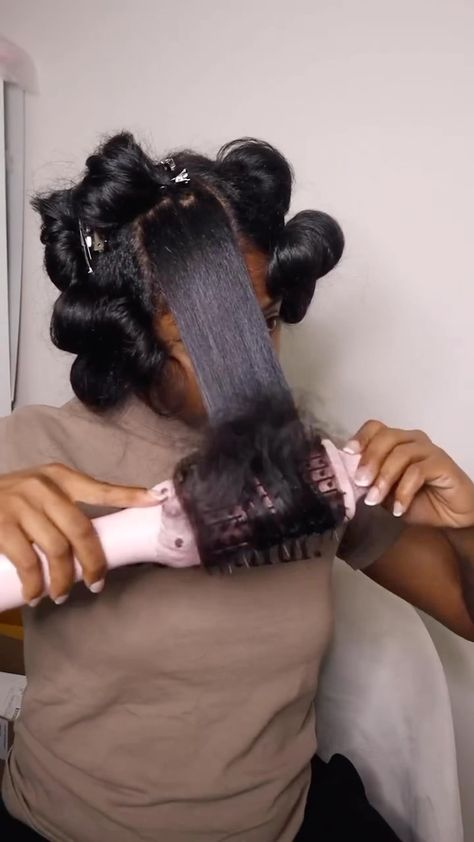 EAP Heat | The perfect #Eap Volumizing Valentine’s Day Hair inspo😍 @rhyantru does the cutest voluminous pin curl blowout using our Volumizing Air... | Instagram Blowout Hair Natural With Curls, 90s Blowout On Natural Hair, Blow Out Black Natural Hair, Blow Out Style Black Women, Twist Out On Blown Out Hair Natural, Blowout Curls With Curling Iron, Blowout Curls Natural Hair, Blow Dry Hair Black Women Styles, Flexi Rod On Short Hair