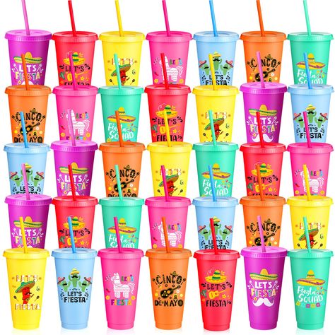 PRICES MAY VARY. Stylish Plastic Cup Set: we will provide you with a total of 35 Fiesta reusable cup with lid and straw in 7 different styles, the practical accessories and diversified styles can easily meet your daily use and replacement needs, adding a joyful atmosphere to your party Reliable Material You Can Trust: our plastic tumblers with lids and straw is made of quality plastic material, safe and reliable, easy to clean and hard to fade, so you can use it with confidence for a long time; Fiesta Third Birthday Party, Taco Birthday Party, Three Esta, Taco Birthday, Fiesta Party Favors, Mexican Fiesta Birthday Party, Plastic Cup With Straw, Practical Accessories, Reusable Plastic Cups