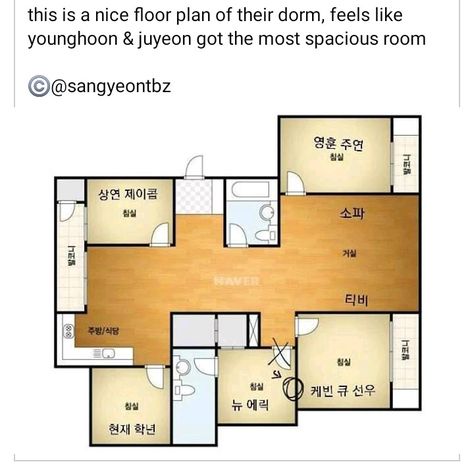 Korean Apartment Floor Plan, Sims4 Ideas, Korean Apartment, Apartment Floor Plan, Floor Plan 4 Bedroom, Apartment Floor Plans, Apartment Plans, House Room, The Boyz