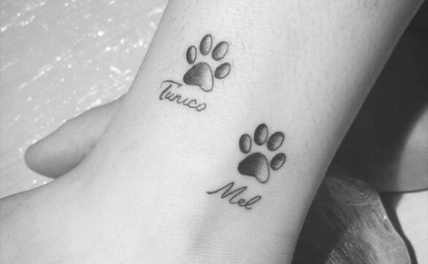 Inspire-se com lindas tatuagens de pata de cachorro, dos mais variados estilos, para escolher a sua com certeza e demonstrar todo seu amor por seu pet. Unique Animal Tattoos, Animal Tattoos For Women, Small Dog Tattoos, Tattoos For Dog Lovers, Pawprint Tattoo, Dog Paw Tattoo, Paw Tattoo, Stylist Tattoos, Dream Tattoos