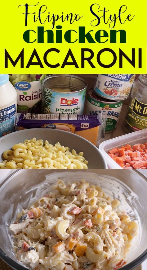 Filipino Chicken Macaroni Salad, Macaroni Salad Filipino Style, Filipino Macaroni Salad, Chicken And Macaroni, Salad With Creamy Dressing, Chicken Macaroni Salad, Chicken Macaroni, Side Salads, Chicken Salad Recipe Easy