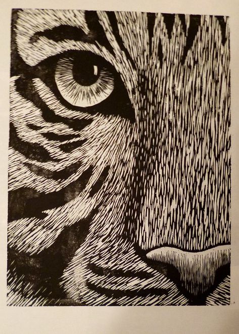 Tiger Lino Print, Vector Prints, Woodblock Printmaking, Modern Art Tattoos, Printmaking Ideas, Woodcut Illustration, Lion King Pictures, Woodcut Art, Scratchboard Art