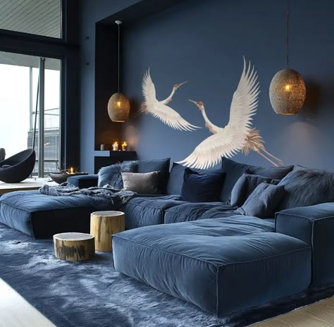 Chic Living Room Decor, Small Lounge, Luxury Living Room Decor, Blue Rooms, Home Wallpaper, Dream Home Design, Luxury Living Room, Bedroom Interior, Home Living Room