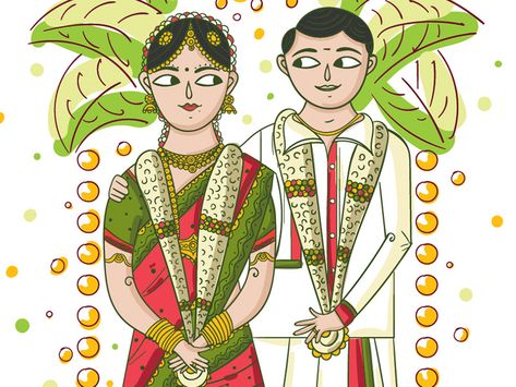 Tamil Wedding Invitation, Quirky Invitations, Caricature Wedding Invitations, Bride And Groom Cartoon, Illustrated Wedding Invitations, Caricature Wedding, Wedding Caricature, Hindu Wedding Invitations, Indian Wedding Invitation Cards