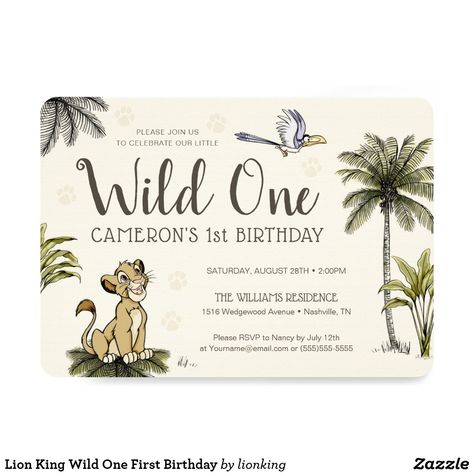 Lion King Wild One First Birthday Invitation The Lion King Birthday Party, The Lion King Birthday, Lion King Birthday Party, Lion King Invitation, Third Birthday Invitations, Wild One First Birthday, Lion King Baby Shower, Lion King Baby, Lion King Birthday