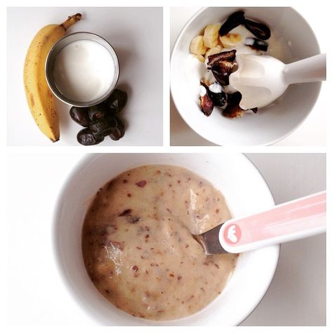 Kawn Al-Jabbouri on Instagram: “Very simple babypuree for breakfast. [6m+] Banana & date yoghurt.  Tip: I usually never give my son store bought fruit yoghurt as most of…” Yoghurt Banana, Baby Food Breakfast, Avocado Baby Food, 7 Months Baby Food, Fruit Yoghurt, Baby Meal Plan, Fast Healthy Dinner, Baby Breakfast, Healthy Baby Food