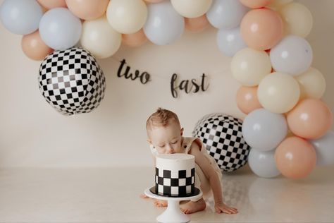 Fast One Smash Cake, Race Car Cake Smash, Race Car Smash Cake, Race Car Cakes, Baby Cake Smash, First Birthday Themes, Car Cake, Birthday Themes, First Birthday Cakes