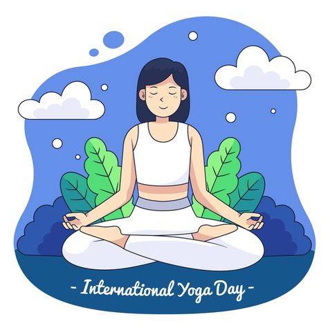 Yoga Day Posters, Home Painting Ideas, International Day Of Yoga, Yoga Illustration, Yoga Poster, Home Painting, International Yoga Day, Peace Happiness, Yoga Day