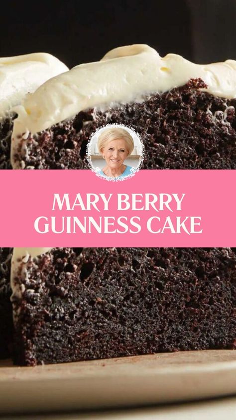 Mary Berry Guinness Cake English Cake Recipe, Mary Berry Recipes Baking, Mary Berry Cakes, British Baking Show Recipes, James Martin Recipes, British Bake Off Recipes, Cream Eggs, Bake Off Recipes, Irish Cooking