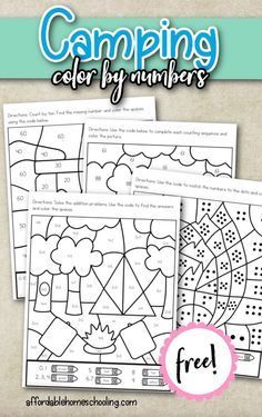 These five camping color by number worksheets are designed to help students practice math skills with a fun camping theme. #campingtheme #colorbynumber #mathworksheets Camping Color By Number, Summer Math Kindergarten, Camping Theme Kindergarten, Preschool Camping Activities, Camping Theme Preschool, Camping Coloring Pages, Color By Number Printable, Camping Theme Classroom, Free Printable Crafts