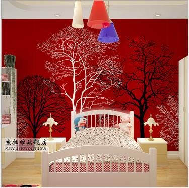 Custom 3d wallpaper True color wallpaper paper | TV setting wall mural tree red background Red Wall Painting Ideas Bedroom, Bedroom Wall Painting Ideas Creativity, Mural Tree, Black Walls Bedroom, Wall Painting Ideas, Wallpaper Paper, Bedroom Painting, Kids Room Paint, Murals For Kids