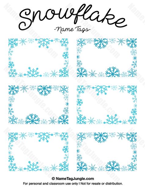 Printable Snowflake Name Tags Winter Cubby Tags, Snowflake Name Tags, Blank Gift Tag Template, Cubby Name Tags, Cubby Tags, Name Tag Templates, Christmas Name Tags, Blank Gift Tags, Snowflake Template