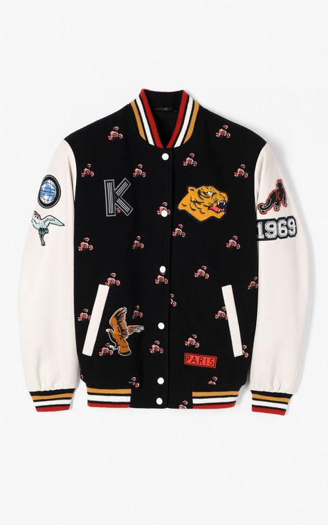 Kenzo Jacket, Varsity Jacket Outfit, Kenzo Clothing, Boys Closet, Burberry T Shirt, Flowers Embroidered, Jacket For Women, Sneakers Men Fashion, Jacket Design