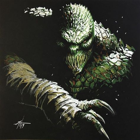 Gabriele Dell'Otto on Instagram: ““Another Killer Croc”. Color pencils on black paper. #gabrieledellotto #gabrieledellottoart #comicart #dccomics #killercroc #carandache…” Killer Croc Art, Monster Collage, Dell Otto, Batman Rogues Gallery, Batman Rogues, Gotham Villains, Killer Croc, Batman Villains, Black Spiderman