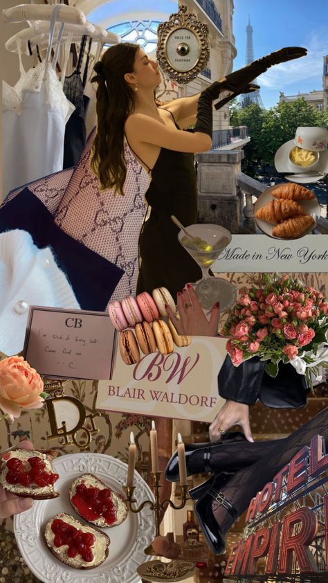 Modern Old Money Aesthetic, Blair Waldorf Party Theme, Blair Waldorf Birthday Party, How To Live Like Blair Waldorf, Rich Aesthetic Collage, Blair Waldorf Moodboard, Blair Wolford Aesthetic, Blair Waldorf Collage, Blare Waldorf Aesthetic